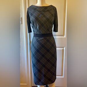 White House Black Market Elegant Black and Gray Midi Dress